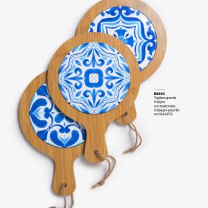 Tagliere grande con mattonella decorata